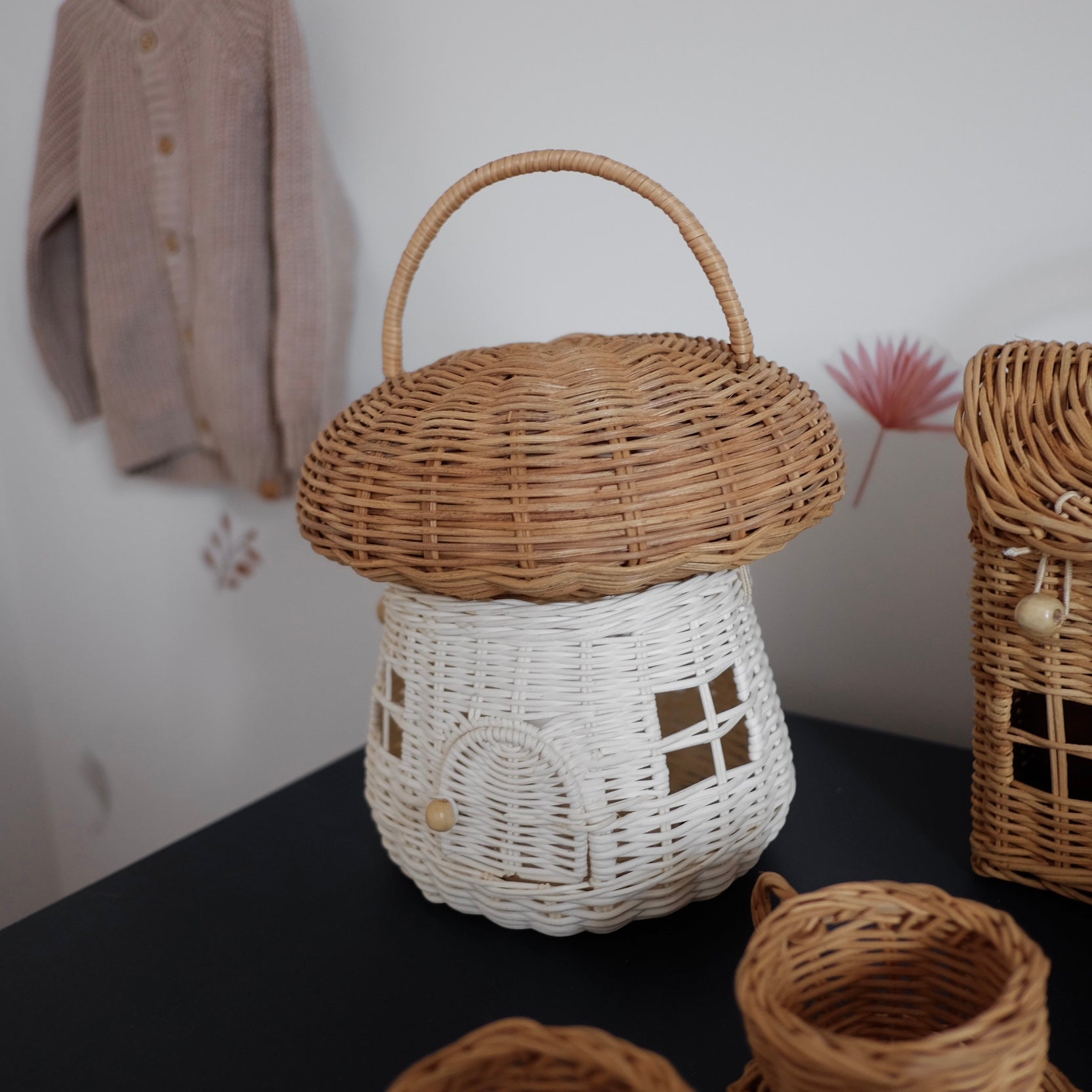 Mushroom Rattan Basket – Handcrafted Whimsical Basket for Nature Treasures  – Nursery Decor – The Natural Nursery