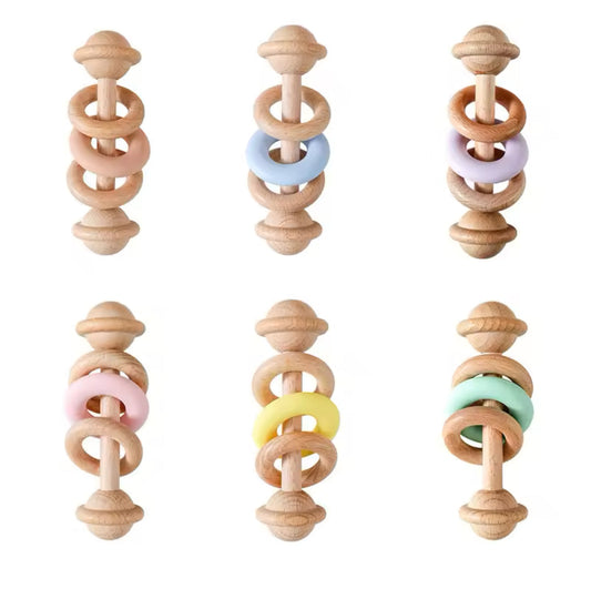 Wooden Beaded Rattles – Natural Baby Sensory Toy