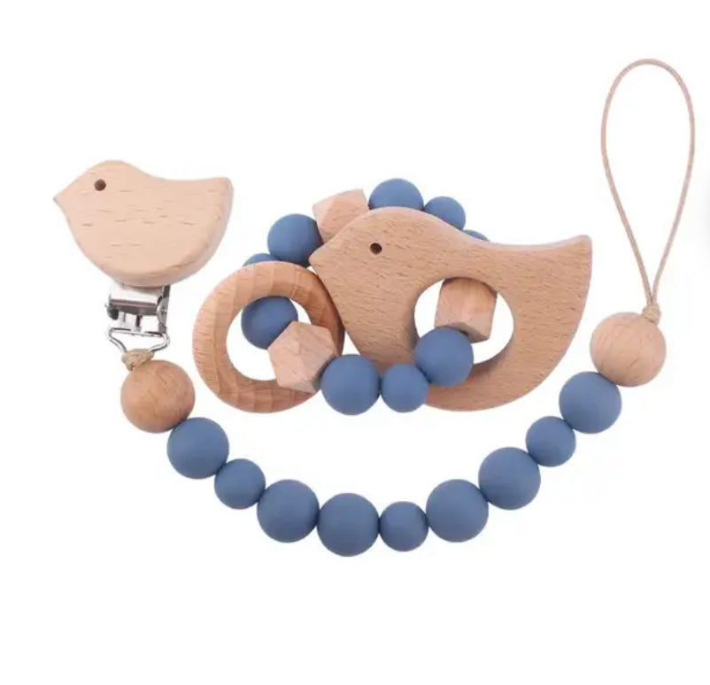 Bird Two Piece Teether & Dummy Clip