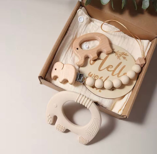 5 Piece Neutral Elephant Gift Set