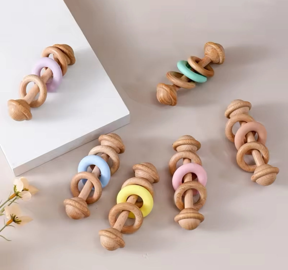 Wooden Beaded Rattles – Natural Baby Sensory Toy
