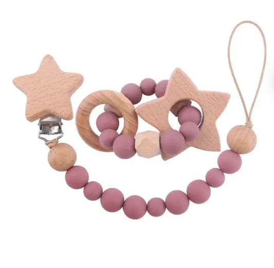 Star Two Piece Teether & Dummy Clip