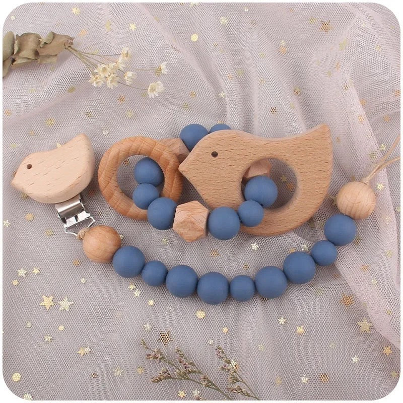 Bird Two Piece Teether & Dummy Clip