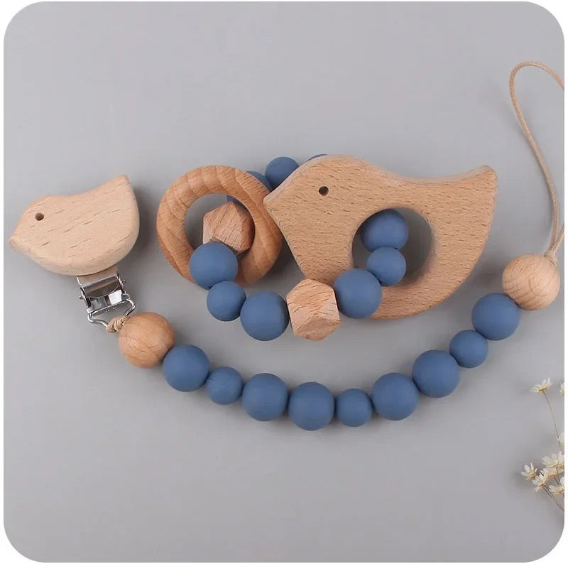 Bird Two Piece Teether & Dummy Clip