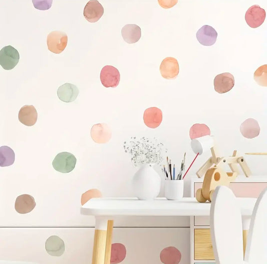 Pastel Spot Watercolour Wall Stickers