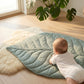 Baby on Green Leaf playmat — Natural Nursery padded tummy time mat