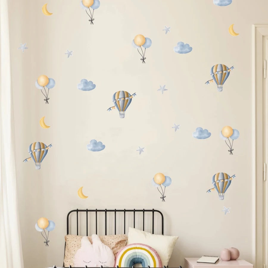 Whimsical balloon wall stickers for nursery